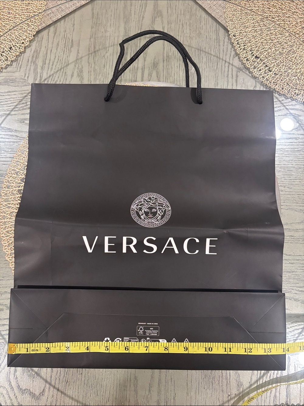 Versace gift bag. Black. 15.5X14